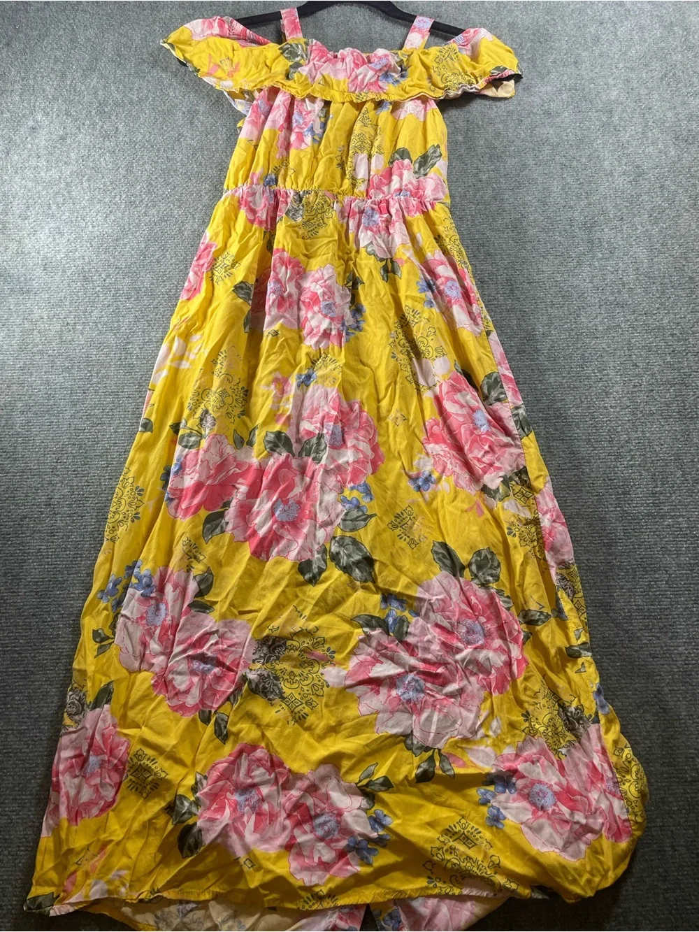 Justice Yellow‎ Floral Summer Dress with Pink Accents